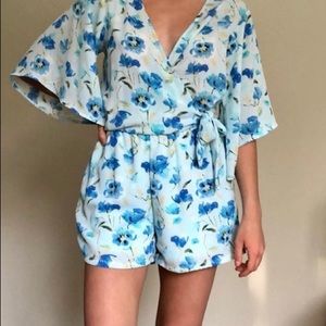 Blue floral romper